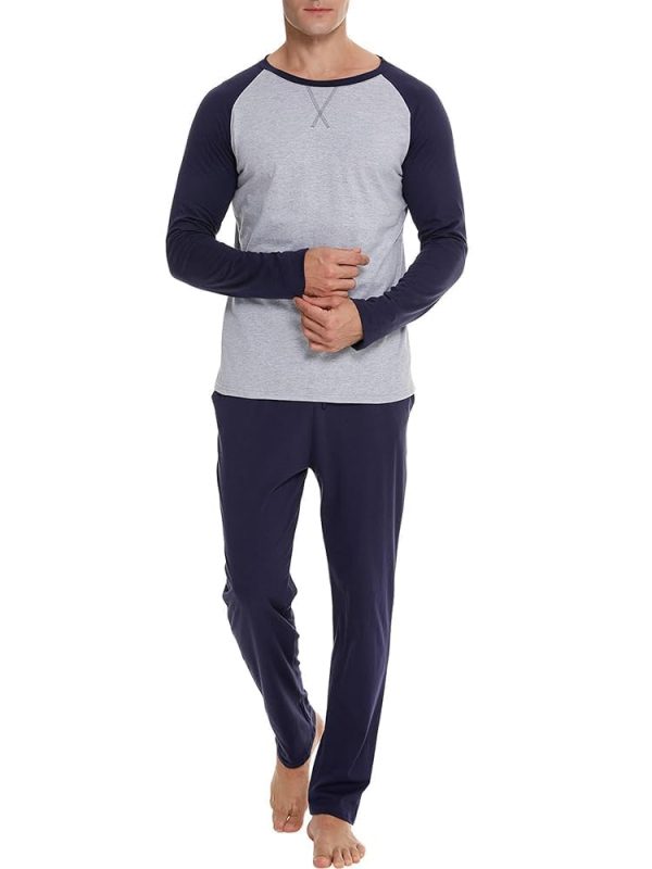 Men's Pajama Sets Cotton Mens Pjs Sets Long Sleeve Shirts and Pants Sleepwear Lightweight Soft Loungewear