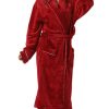 Robes for Women Plush Fleece Bath Robe Shawl Collar Long Robe Nightgown