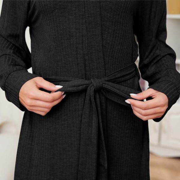 Womens Soft Long Robe, Lightweight Full Length Knit Bathrobe for Sleepwear & Loungewear Robe