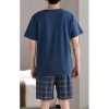 Men's Cotton Short Sleeve Pajamas Sleepwear Adult Casual Shorts & Shirt PJ Set Summer Tee