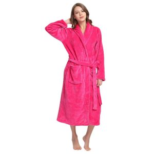 Womens Fleece Robes, Soft Plush Long Bathrobe, Thick Kimono Robes for Womens, Warm House Coat