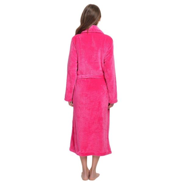Womens Fleece Robes, Soft Plush Long Bathrobe, Thick Kimono Robes for Womens, Warm House Coat