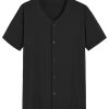 Men's Viscose Pajama Top Button Up Sleep Shirt