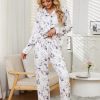 Womens Pajama Sets Floral Print, Long Sleeve Button Down Pajamas Set for Women Soft Sleepwear Pjs 2 piece Loungewear