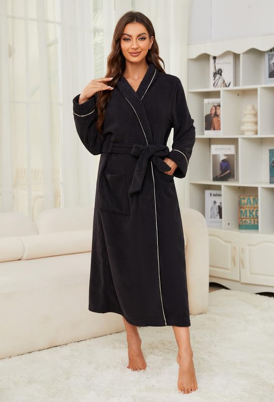 Women Cozy Robes, Soft Long Sleepwear Comfortable Bathrobe for Women Loose Loungewear Warm