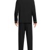 Men Pajamas Set Comfy Modal Pjs Button Down Sleepwear 2 Piece Long Sleeve Lounge Set Soft Nightwear with Pockets