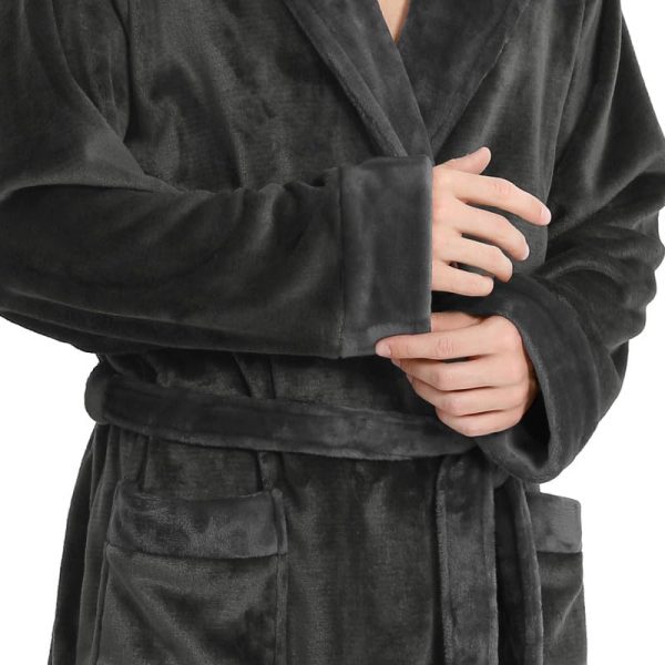 Luxury Mens Robe with Hood, Ultra Cozy Fleece Bathrobe for Men, Plush Hooded Robe with Belt & 2 Pockets