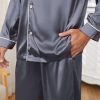 Mens Silk Pajamas Set, Long Sleeve Satin Pajamas for Men Sleepwear Button Down Pjs Set Two-piece