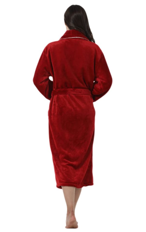 Robes for Women Plush Fleece Bath Robe Shawl Collar Long Robe Nightgown