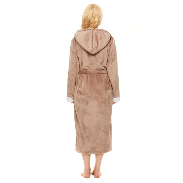 Plush Robes for Women, Womens Robe Long Fleece Fuzzy Bathrobe Hooded Warm Soft Fluffy Bathrobes