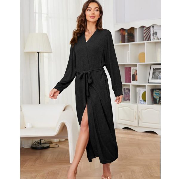 Womens Soft Long Robe, Lightweight Full Length Knit Bathrobe for Sleepwear & Loungewear Robe