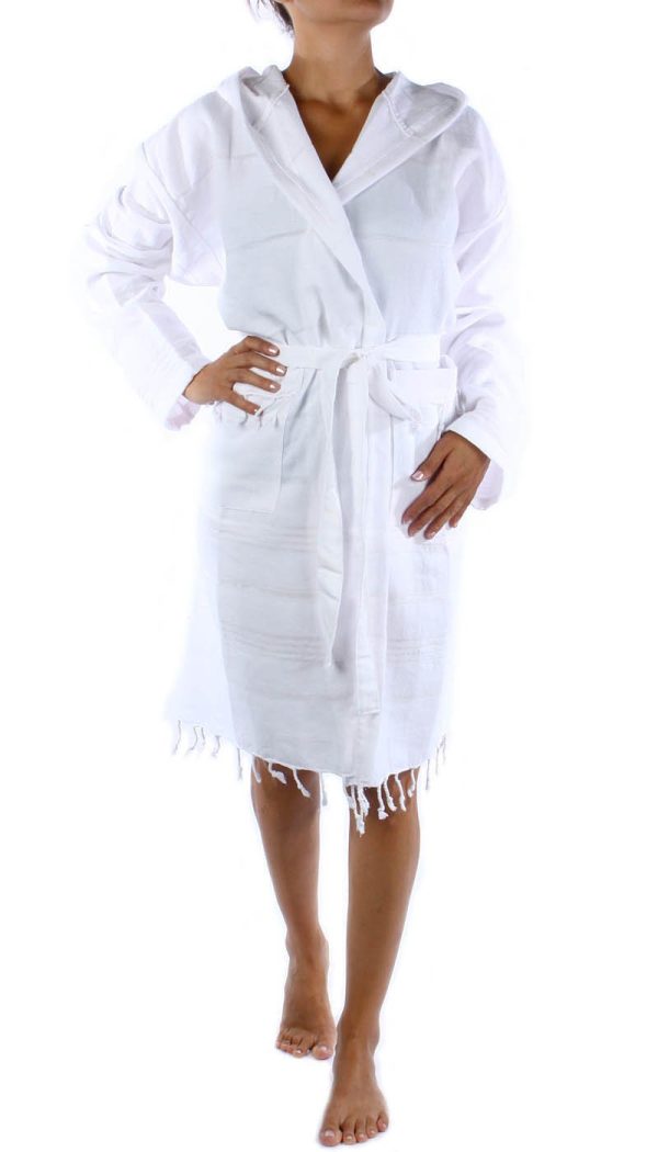 mens Turkish Hooded Bathrobe With Pocket for Men Women Lightweight Soft Ultra Absorbent Beach, Pool