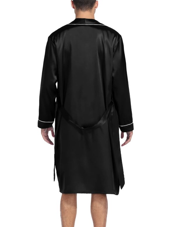 Men's Satin Robe Silky Kimono Bathrobe with Shorts Set Lightweight Soft Loungewear Nightwear
