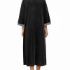 Robe for Women Velour Zipper Robe 3/4 Sleeves Housecoat Full Length Loungewear Long Bathrobe with Pockets