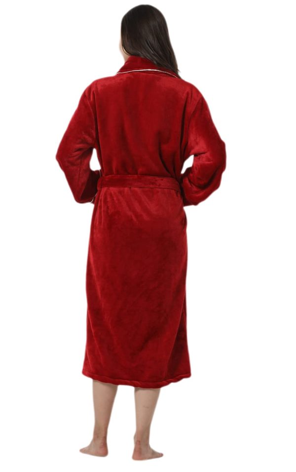 Robes for Women Plush Fleece Bath Robe Shawl Collar Long Robe Nightgown
