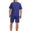Men's Short Sleeve Pajama Set, Navy Heather, Medium