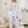 Womens Pajama Sets Floral Print, Long Sleeve Button Down Pajamas Set for Women Soft Sleepwear Pjs 2 piece Loungewear