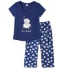 Women Soft Comfy Pajamas Cute Cat Short Sleeve Capri Pants PJS Set