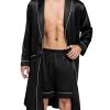 Men's Satin Robe Silky Kimono Bathrobe with Shorts Set Lightweight Soft Loungewear Nightwear