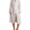 Women's Soft Summer Dressing Gown Floral Fruit Print Plush Shawl Collar Bathrobe Warm Lounge Robe with Belt