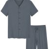 Men's Viscose Button Up Short Sleeves Pajamas Set