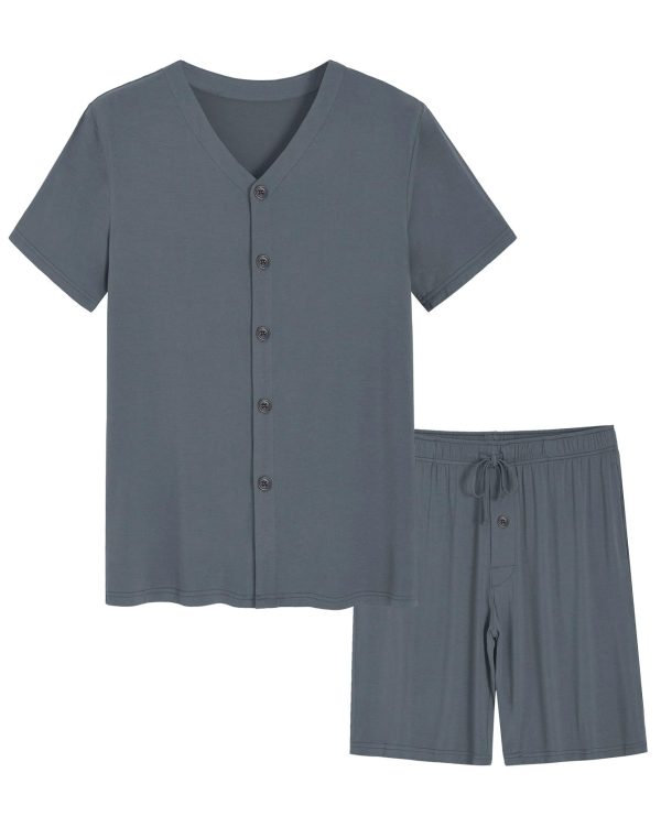 Men's Viscose Button Up Short Sleeves Pajamas Set