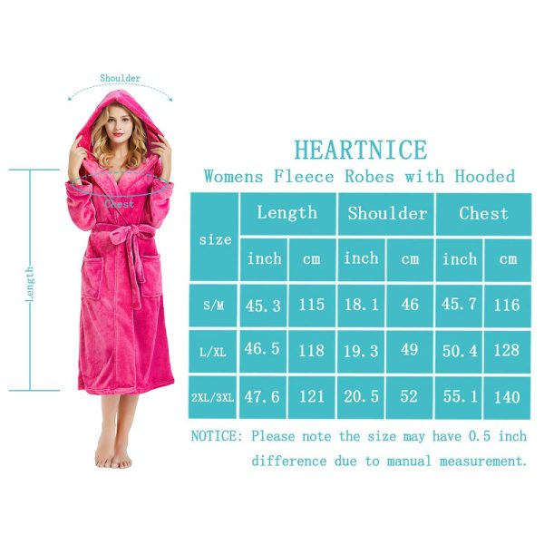 Womens Hooded Fleece Robe, Soft Bathrobe for Womens, Cute Long House Coat