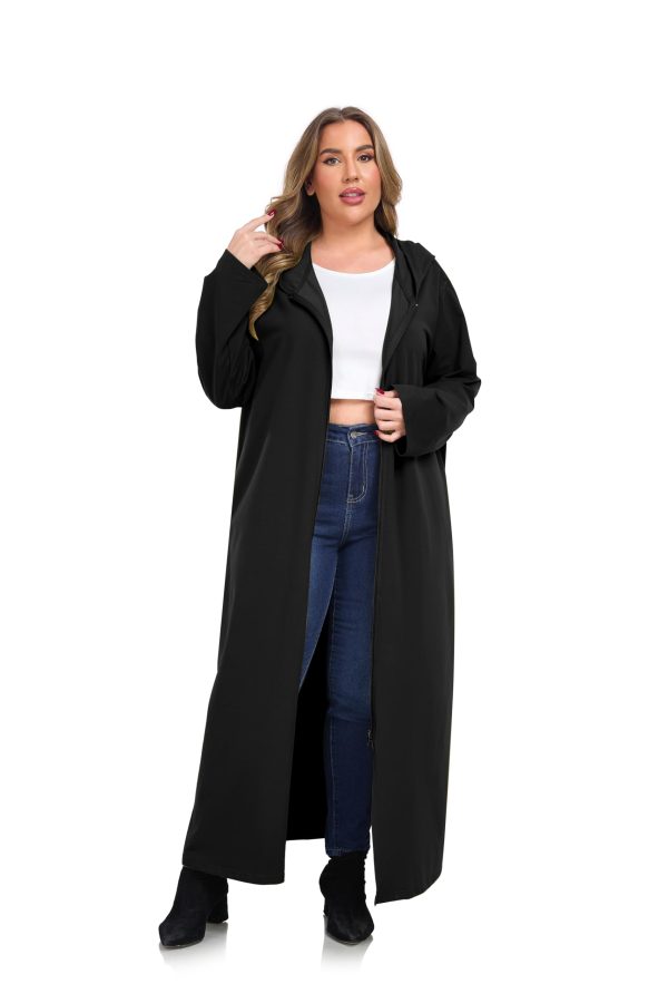 Women Hooded Zipper Robe Plus Size Zip Up Sweatshirt Robe Long Zipper Front Housecoat with Pockets S-4X