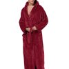 Men's Plush Hooded Bathrobe Winter Warm Fleece Robes Soft Flannel Long Robes with Pockets, Full Length