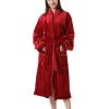 Robes for Women Plush Fleece Bath Robe Shawl Collar Long Robe Nightgown