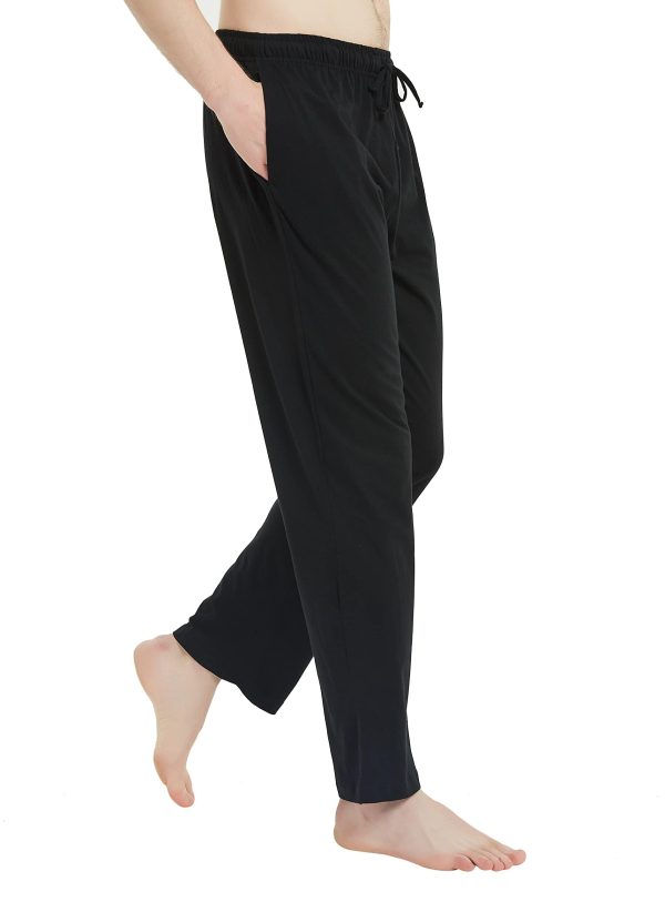 Mens 100% Cotton Pajama Pants, Lightweight Soft Lounge Pant with Pockets Sleep Pj Bottoms for Men