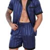 Mens Pajamas Set Satin Silk Pajama For Men Sleepwear Shorts Sexy Nightwear Button Down 2 Piece