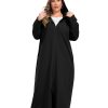 Women Hooded Zipper Robe Plus Size Zip Up Sweatshirt Robe Long Zipper Front Housecoat with Pockets S-4X