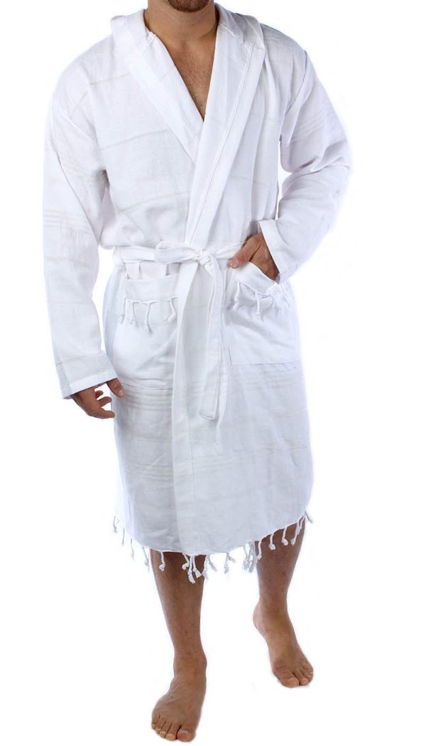mens Turkish Hooded Bathrobe With Pocket for Men Women Lightweight Soft Ultra Absorbent Beach, Pool