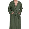 Mens Fleece Hooded Bathrobe Soft Plush Long House Coat with Pockets Flannel Nightgown Fluffy Warm Robe Sleepwear