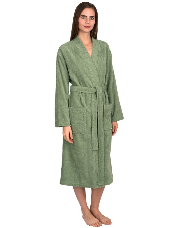 Womens Robe, Cotton Terry Cloth Robes for Women, Soft Kimono Bathrobe for Women XS-2X