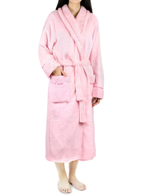Soft Plush Women Fleece Robe, Cozy Warm Bathrobe, Fuzzy Female Long Spa Robe