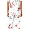 Womens Pajama Set 2 Piece Summer Sleepwear Set Henley Neck Short Sleeve Capri Pant With Pockets Ladies Pjs