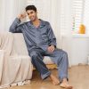 Mens Silk Pajamas Set, Long Sleeve Satin Pajamas for Men Sleepwear Button Down Pjs Set Two-piece