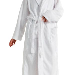Women's Plush Fleece Bathrobe, Warm and Fluffy Sherpa, Soft Dot Jacquard Robe