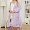 Fuzzy Soft Robes for Women, Long Plush Hooded Robe Fluffy Warm Bathrobes