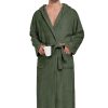 Mens Fleece Hooded Bathrobe Soft Plush Long House Coat with Pockets Flannel Nightgown Fluffy Warm Robe Sleepwear
