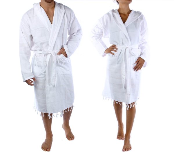 mens Turkish Hooded Bathrobe With Pocket for Men Women Lightweight Soft Ultra Absorbent Beach, Pool