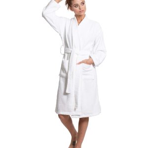 Soft & Absorbent Towel Robe, 100% Cotton Turkish Terry Cloth Kimono Bathrobes for Women