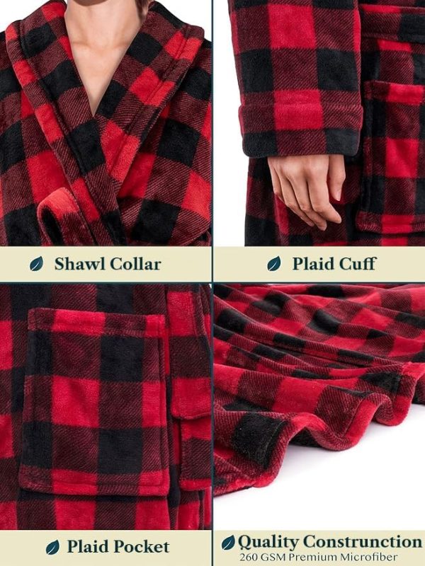 Robes For Women, Fleece Soft Fluffy Bathrobe, Plush Cozy Long Spa Robe