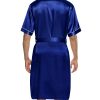 Men's Satin Robe with Shorts Set Silky Short Sleeve Kimono Bathrobe Lightweight Soft Sleepwear