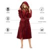 Womens Hooded Fleece Robe, Soft Bathrobe for Womens, Cute Long House Coat