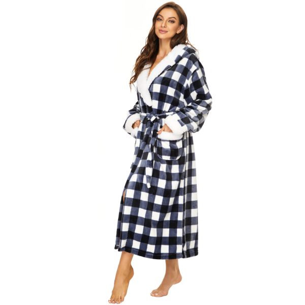 Plush Robes For Women, Fleece Fuzzy Womens Robe,Soft Warm Women's Bathrobe with Hood for Bath Spa Shower House