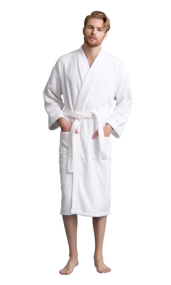 Men's Robe, Turkish Terry Bathrobe, 100% Cotton Kimono Spa Bathrobe