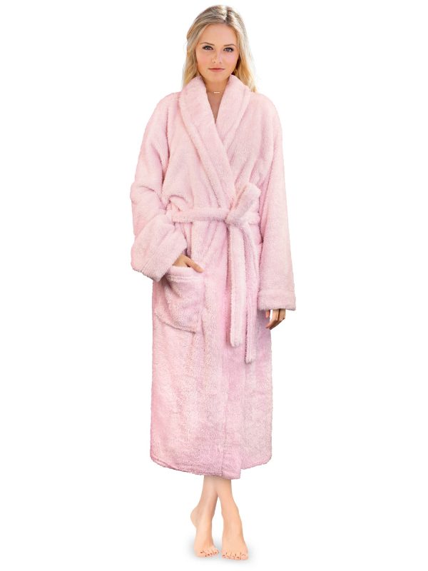Premium Womens Plush Soft Robe Fluffy, Warm, Fleece Sherpa Shaggy Bathrobe